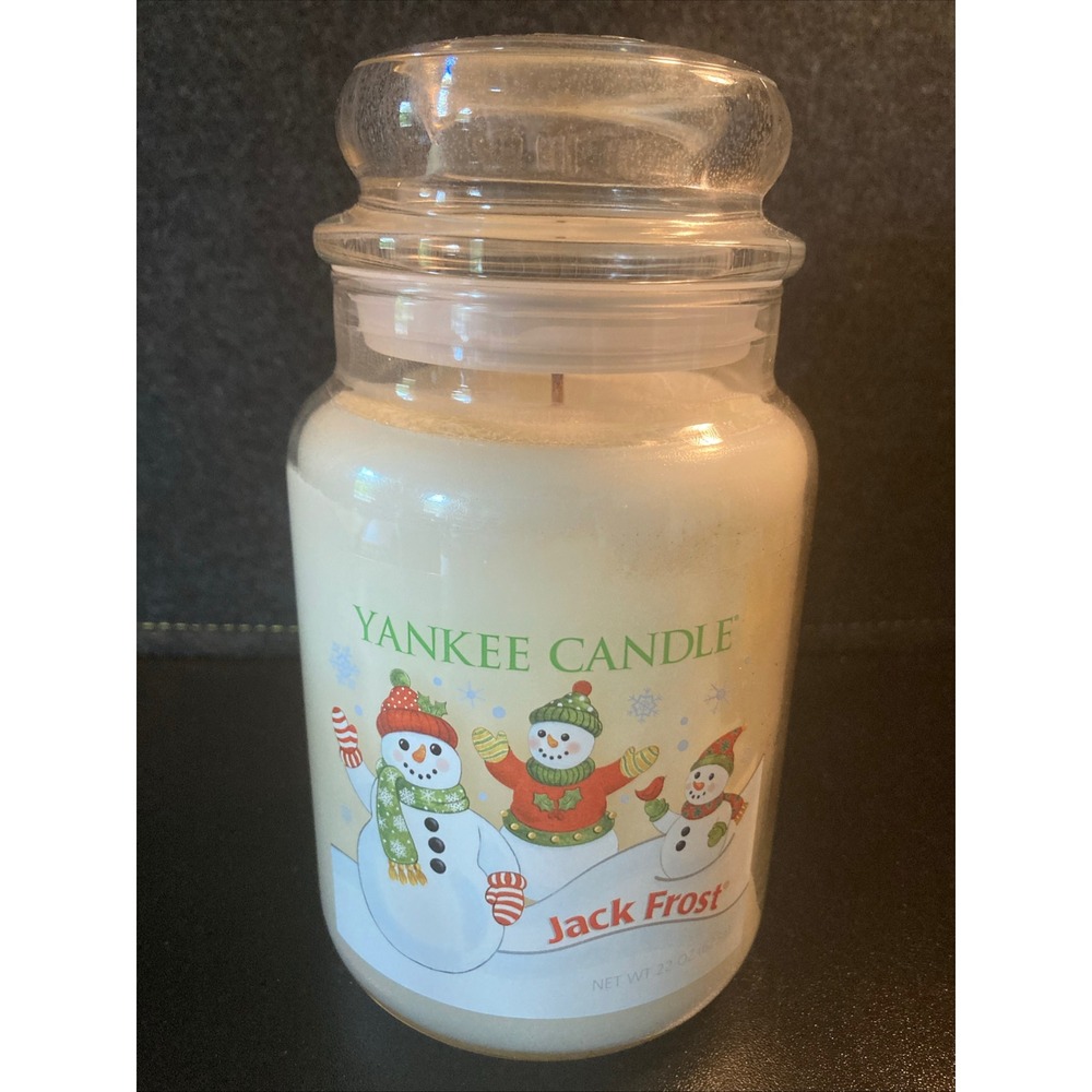 Yankee Candle Jack Frost Large Jar Candle 22 oz White Snowman Winter Retired HTF